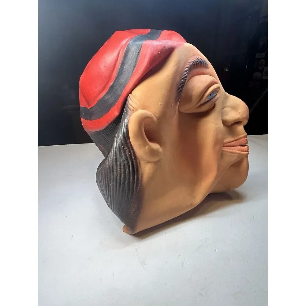 VTG Topstone‎ Ugly Fat Man Bug Eyes Bulging Scary Red Hat Halloween Rubber Mask